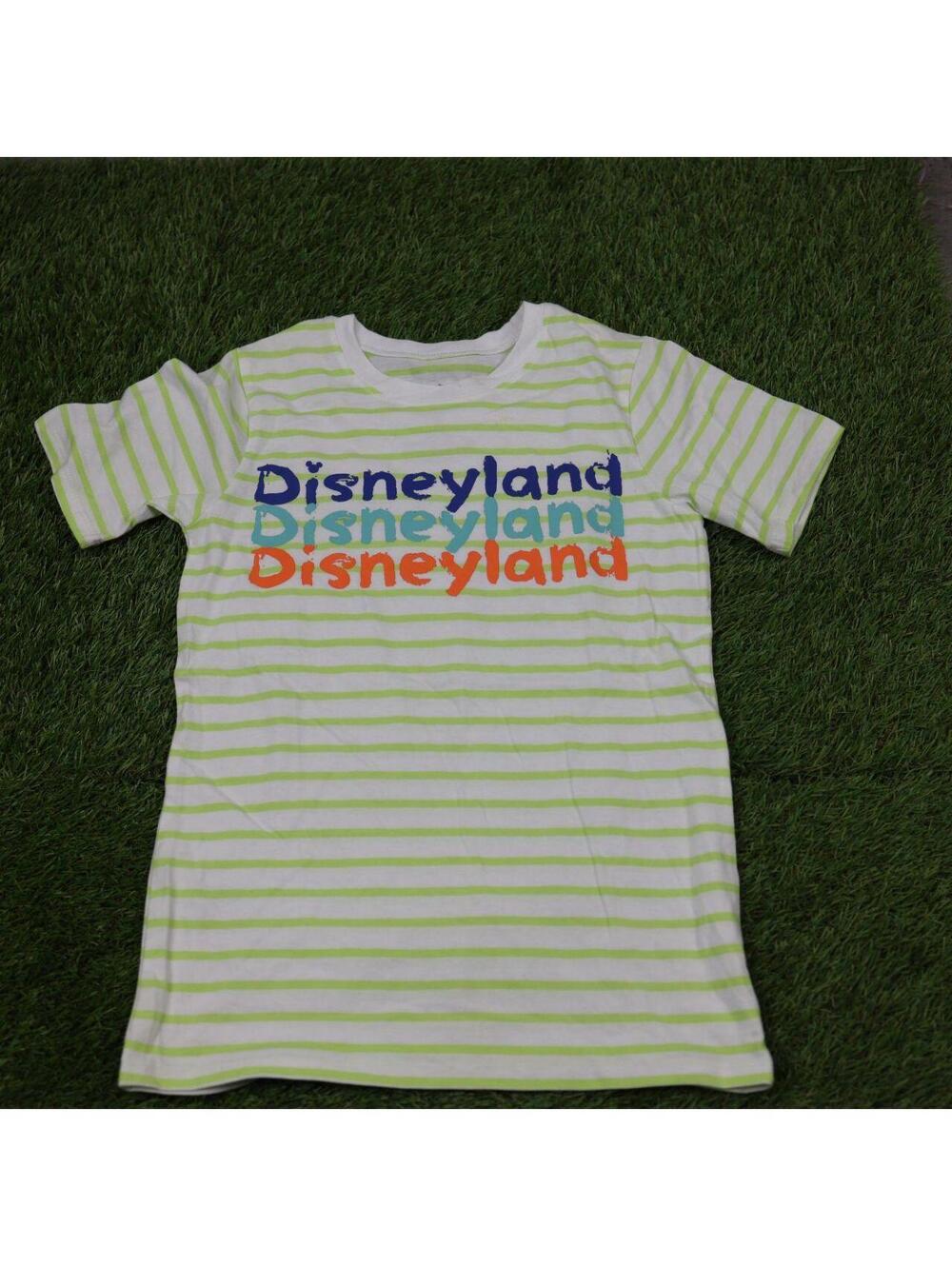 Disneyland White Lime Green Striped Graphic T-Shirt